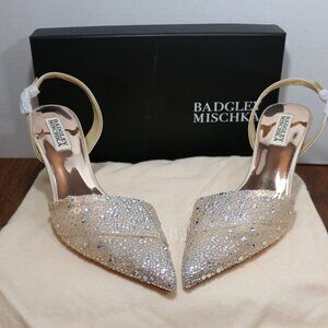 Badgley Mischka Nude Brenna Embellished Slingback Pumps